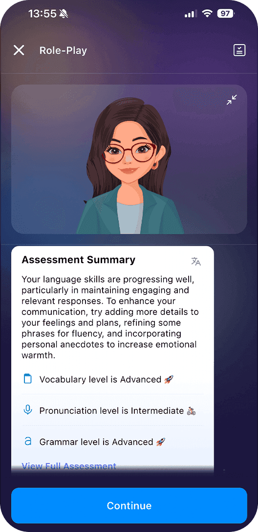 Feedback instantâneo de pronúncia no app ELSA